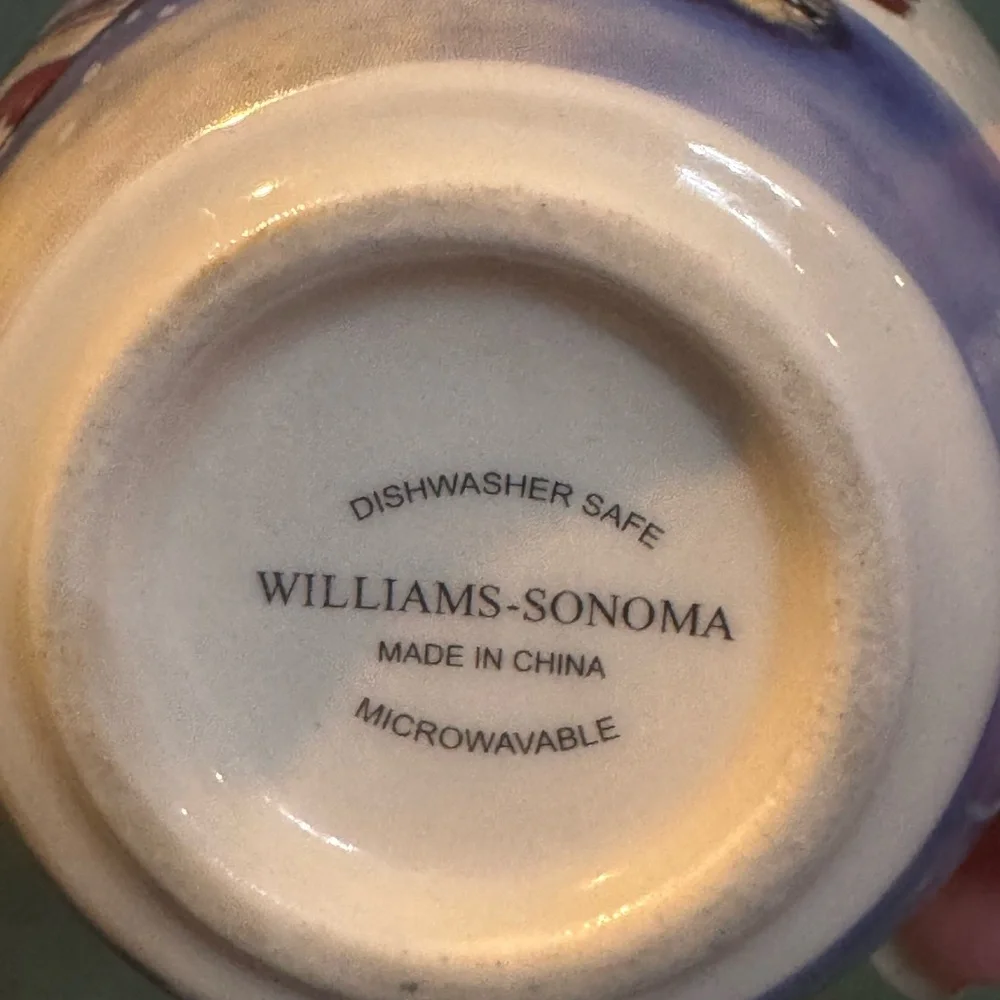 Pair of Williams Sonoma Nordic Elf Festive Snowman and Gnome Stoneware Mugs